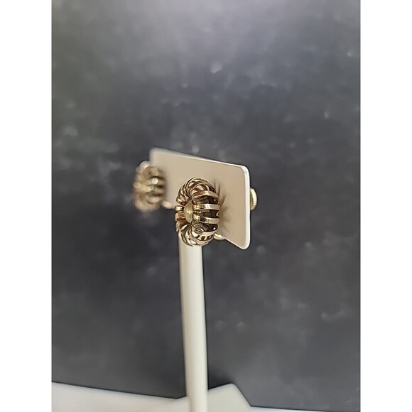 Faux Pearl Floral Screwback Earrings Vintage - Picture 8 of 10